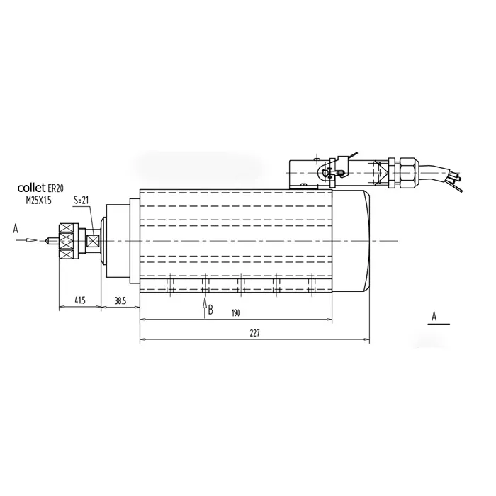 3,5 kW ER20 GDZ105 * 102-3.5 luftgekühlte Spindeln Zeichnung