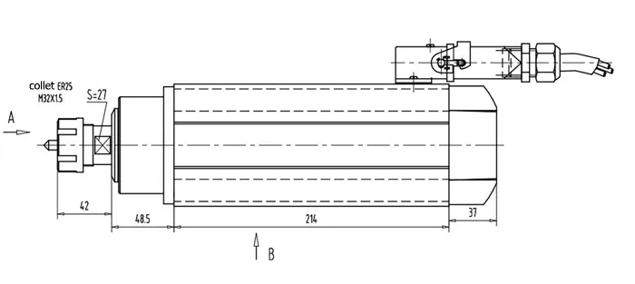 Disegno del mandrino raffreddato ad aria 3,5 kW ER25 GDZ93*82-3,5