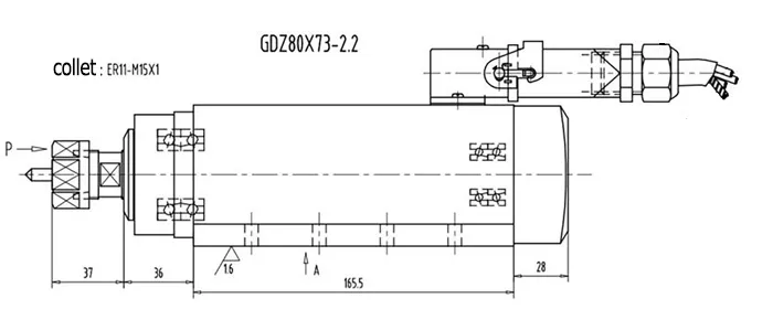 2.2kw ER20 GDZ80*73-2.2(핀 포함) 도면