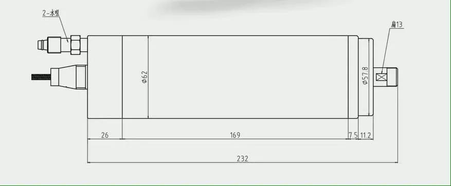 1.2kw ER11 GDZ-26 water-cooling spindle drawing