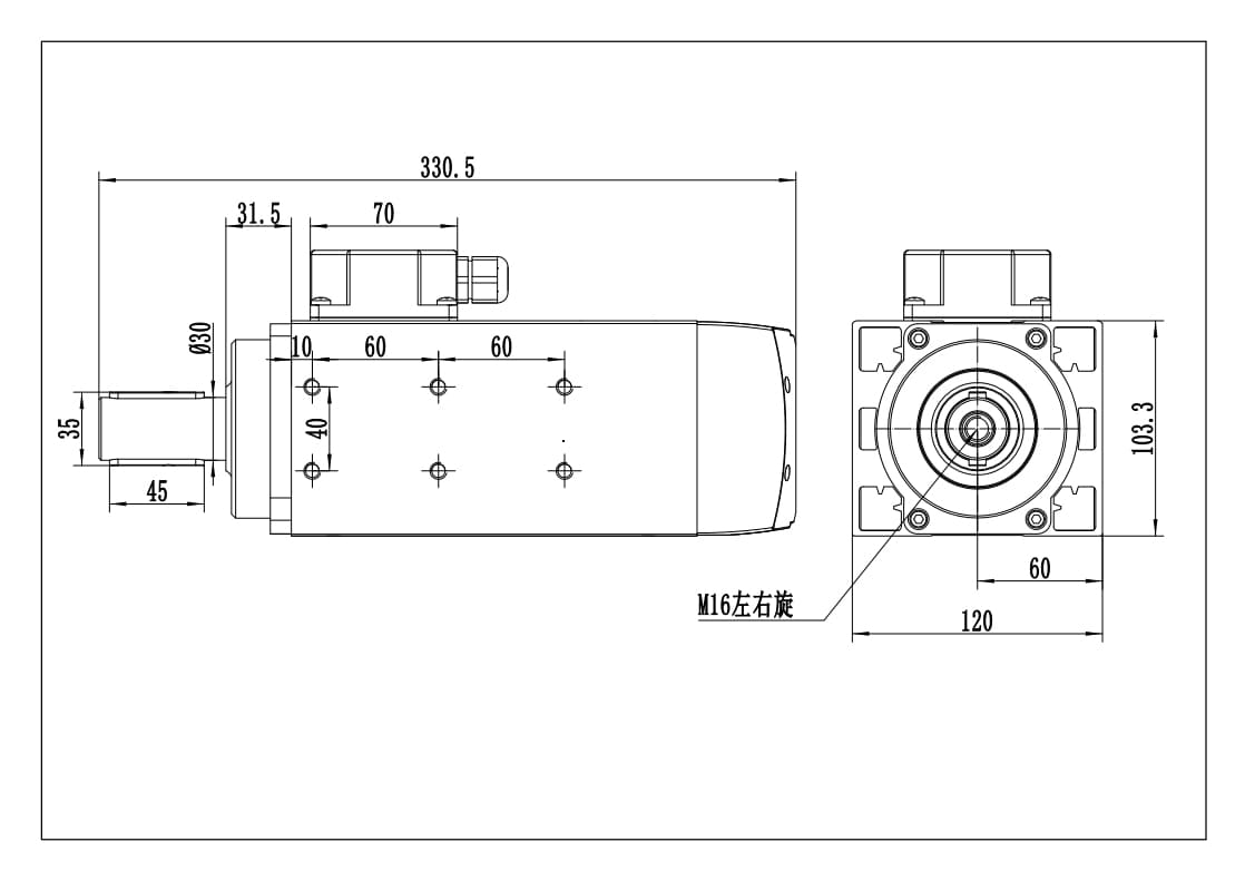 MF60-2212F 7.5kw 12000rpm エッジバンダー用プレミリングスピンドルモーター図面