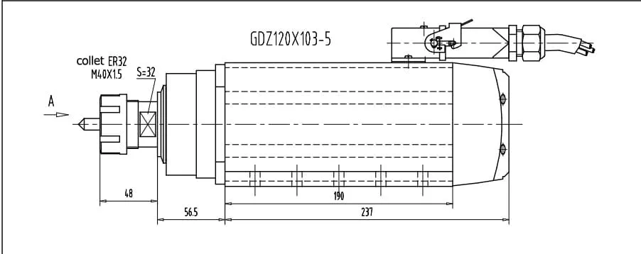 5.5kw ER32 GDZ120*103-5.5(com aleta)Desenho “4 polos”