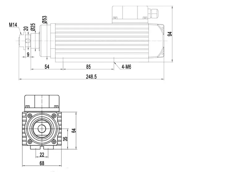 Moteur de broche de coupe grossière MJ35B-750E 0,75 kW 12 000 tr/min pour plaqueuse de chants dessin