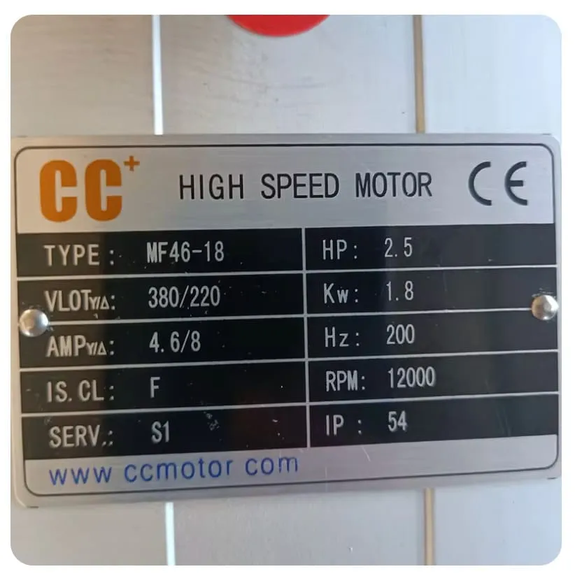 Motor de fuso de pré-fresagem MF46-18 1,8 kW 12000 rpm para máquina de colagem de bordas