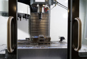 Automatic CNC milling spindle in an industrial plant.